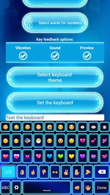 Neon Blue Emoji Keyboard android App screenshot 5